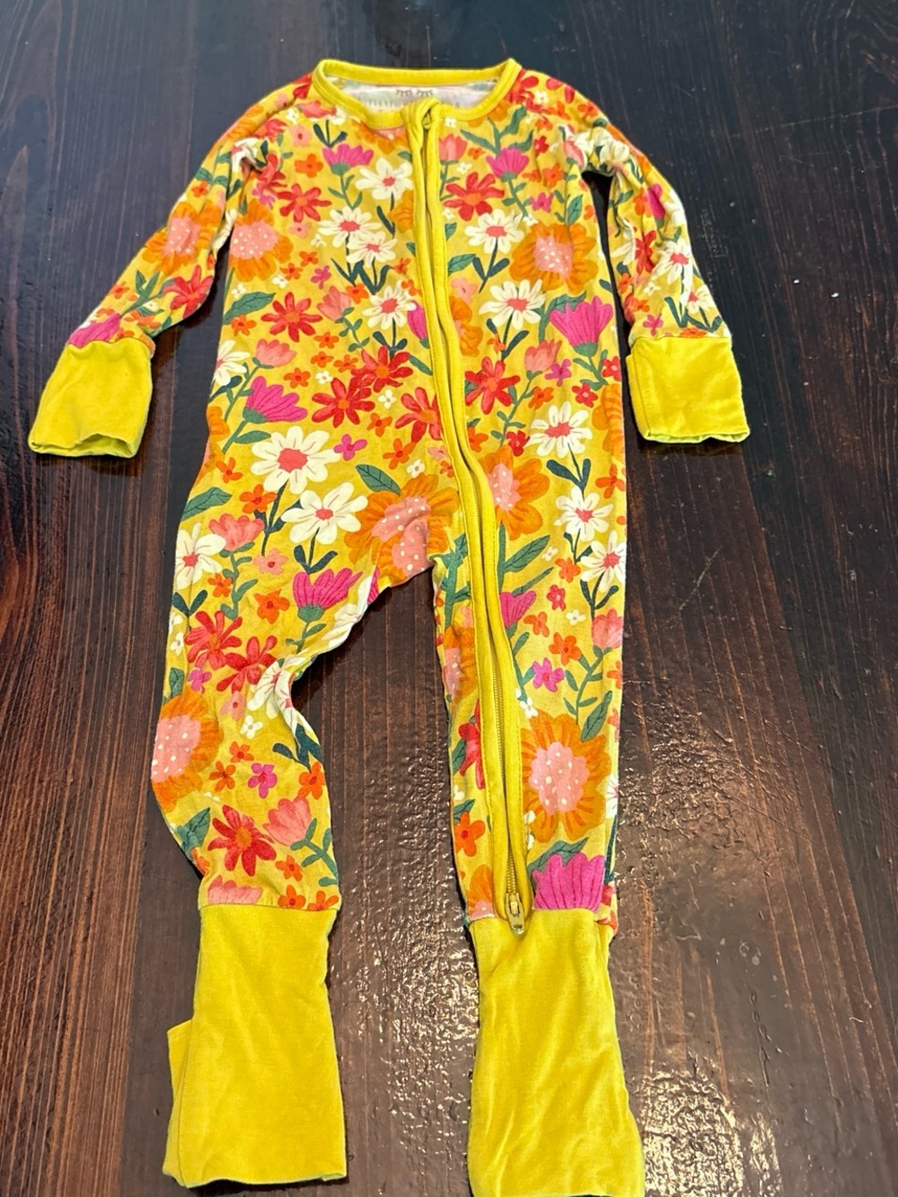 Little Sleepies Yellow Floral 6/12 Footie Pajamas